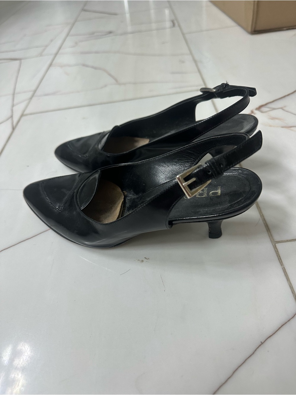 Prada Black Slingback Kitten Heel Pumps